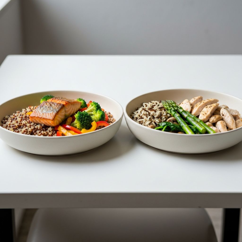 Two distinct meal compositions side by side